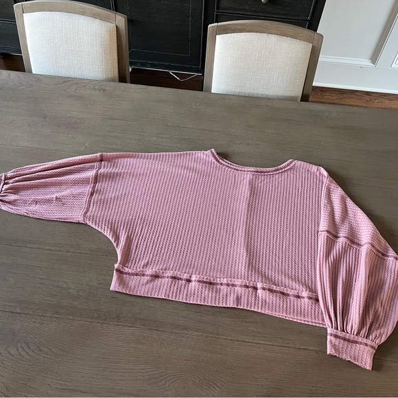 She + Sky waffle top, mauve size Medium - Picture 4 of 6
